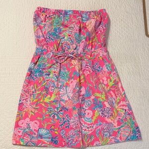 Lilly Pulitzer Pink and Blue Strapless Dress